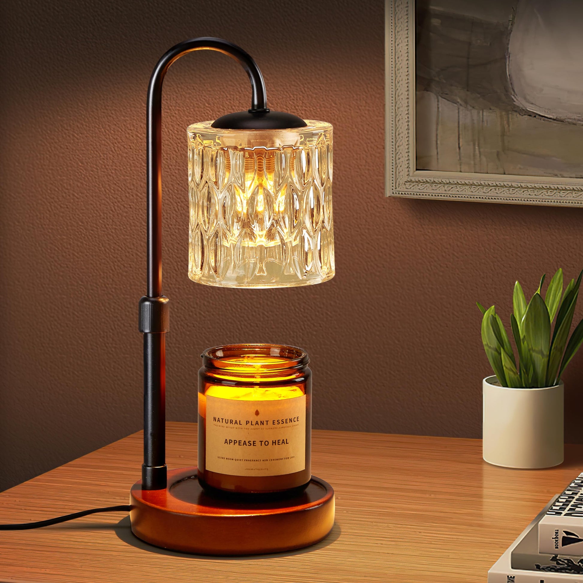 Briever Dimmable Candle Warmer Lamp with Timer, Height Adjustable Electric Candle Wax Warmer