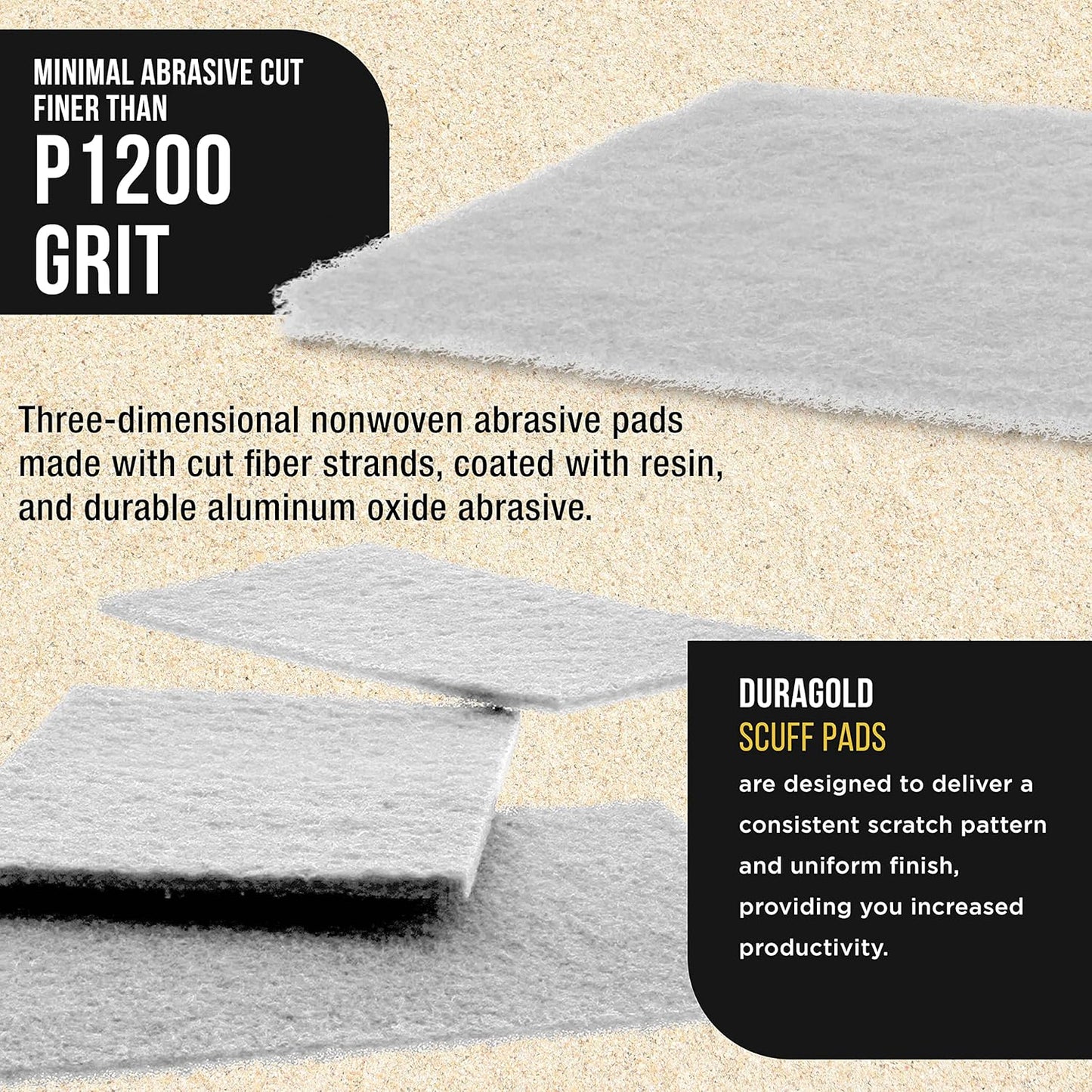 Dura-Gold Premium 6" x 9" White Light Duty Scuff Pads, Box of 10 - Final Scuffing, Scouring, Cleaning, Cleansing Surfaces, Preparation - Automotive Paint Clearcoat Blending, Auto Body, Woodworking