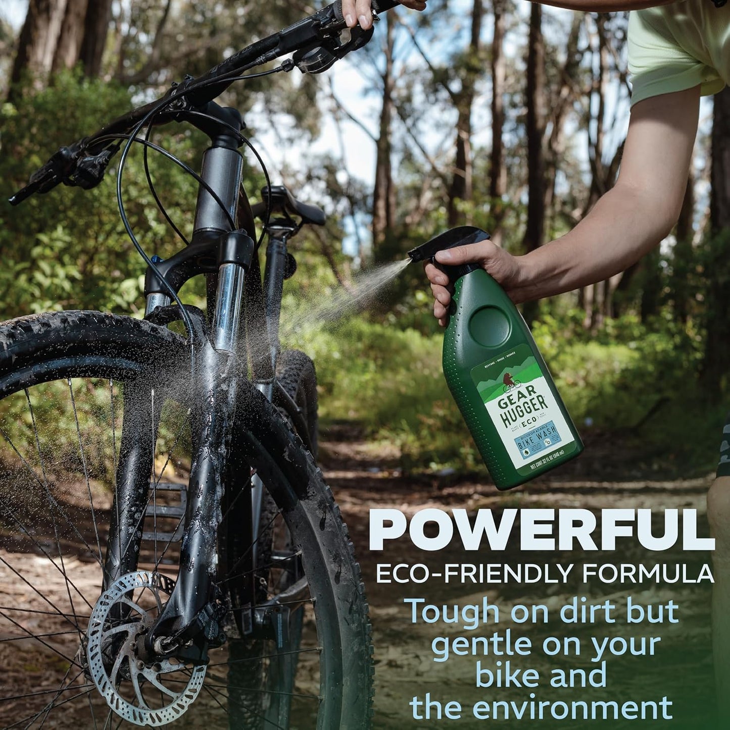 Gear Hugger Bike Wash Spray (32 oz, Pack of 1) – Eco-Friendly Cleaner Spray, Wash Soap with Natural Saponins & Eucalyptus – Safe for All Bikes, Anti Corrosion Spray