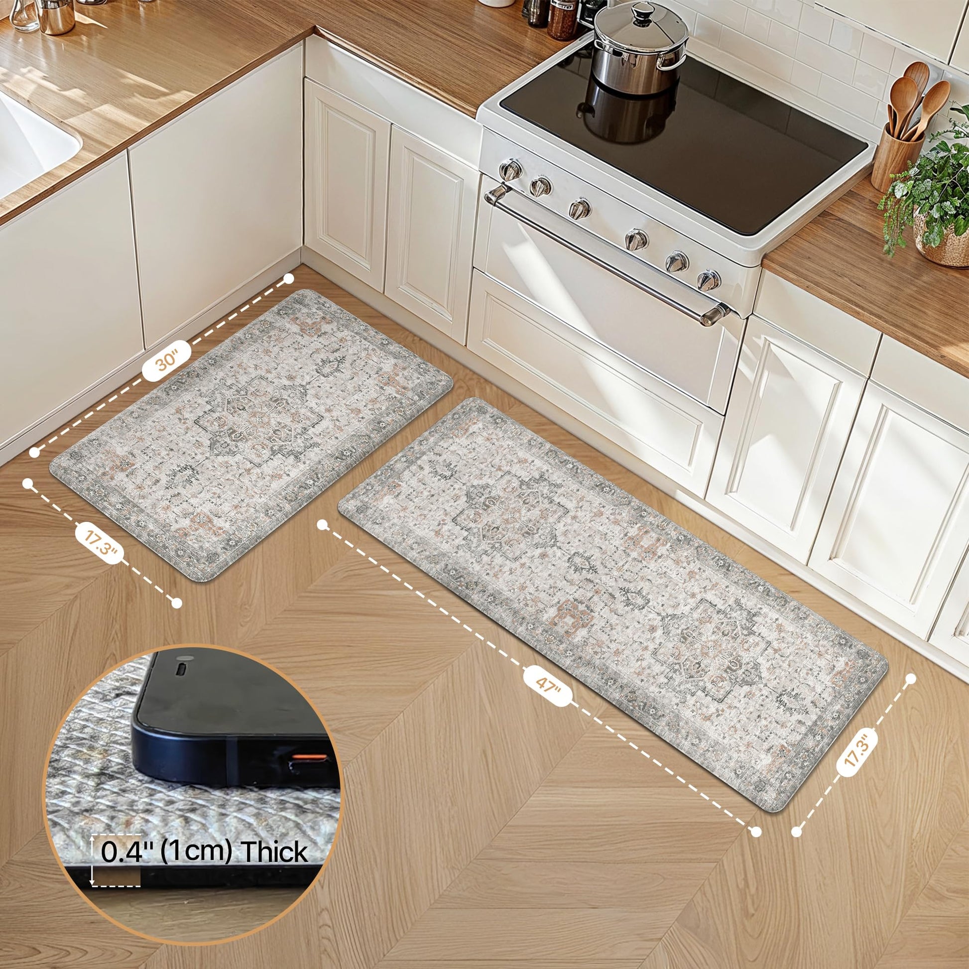 GENIMO Anti Fatigue Kitchen Mats for Floor 2PCS, Cushioned Standing Mats