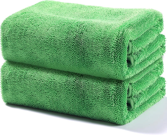 JOYMOOP Microfiber Towels for Cars, 2 Pack 63" x 29.5" Car Drying Towel, Green Reusable Car Towel