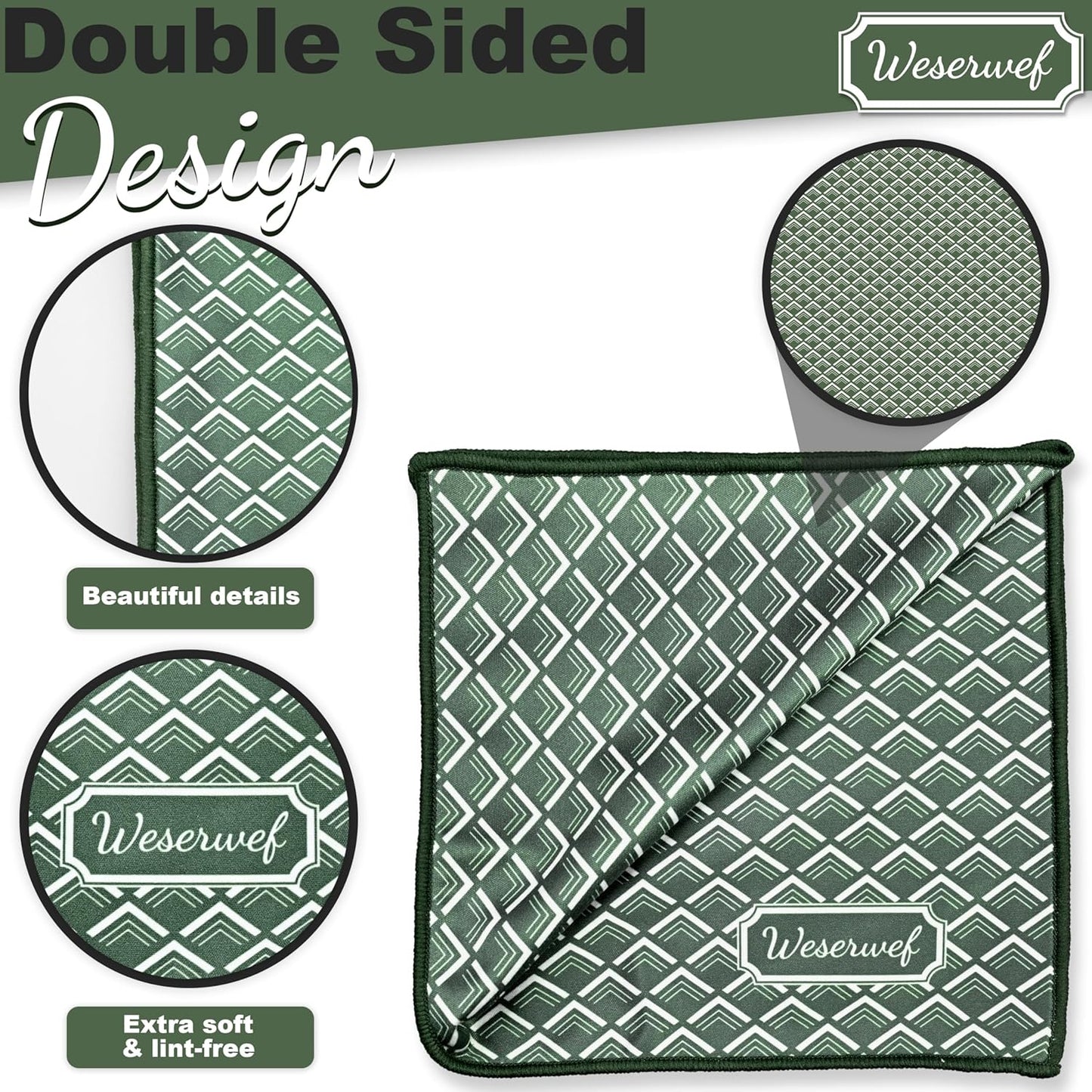 WESERWEF Design Microfiber Glasses Cleaning Cloth – Premium Cleaning Cloth for Eyeglasses, Screens, Tablets, Cameras & Lenses, 12" x 12", Ultra-Soft & Scratch-Free (Wave)