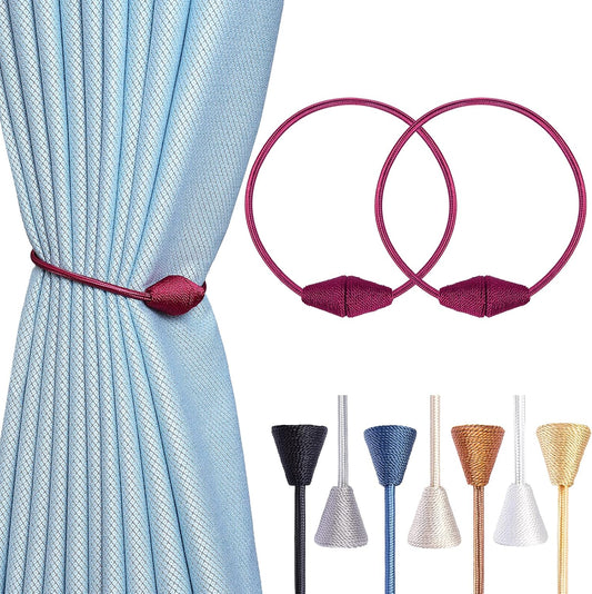 2 PCS Magnetic Curtain Tiebacks, European Style Convenient Drape Tie Backs Holdbacks for Thin or