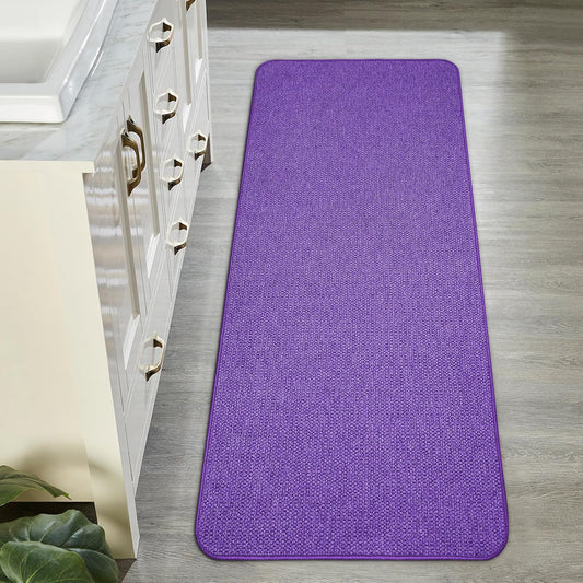 Bath Mat,Ultra Thin Bathroom Runner Rugs,Large Bath Mats for Bathroom,Quick Dry,Non-Slip,Machine Washable,Low Pile,Bath Rug,Shower Outside,Sink,Home Decor Accessories.Purple,2'x5'（24x60inch）