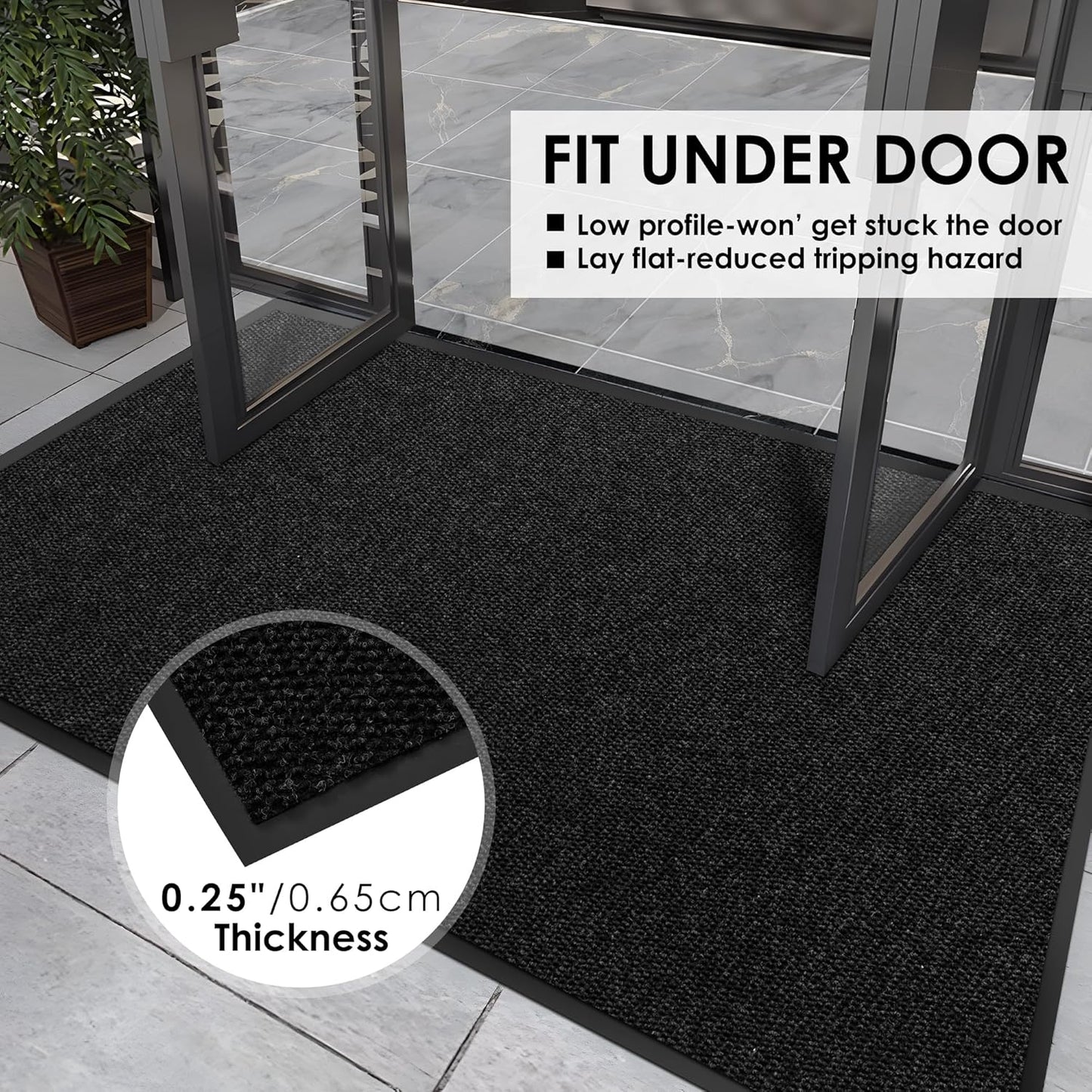 2′ x 8′ Front Door Mat Indoor Outdoor Entrance, Commercial Floor Mat Heavy Duty Dirt Trapper Entryway Doormat, Custom Size Non Slip Rubber Backing Welcome mat, Door Mat for High Traffic Area