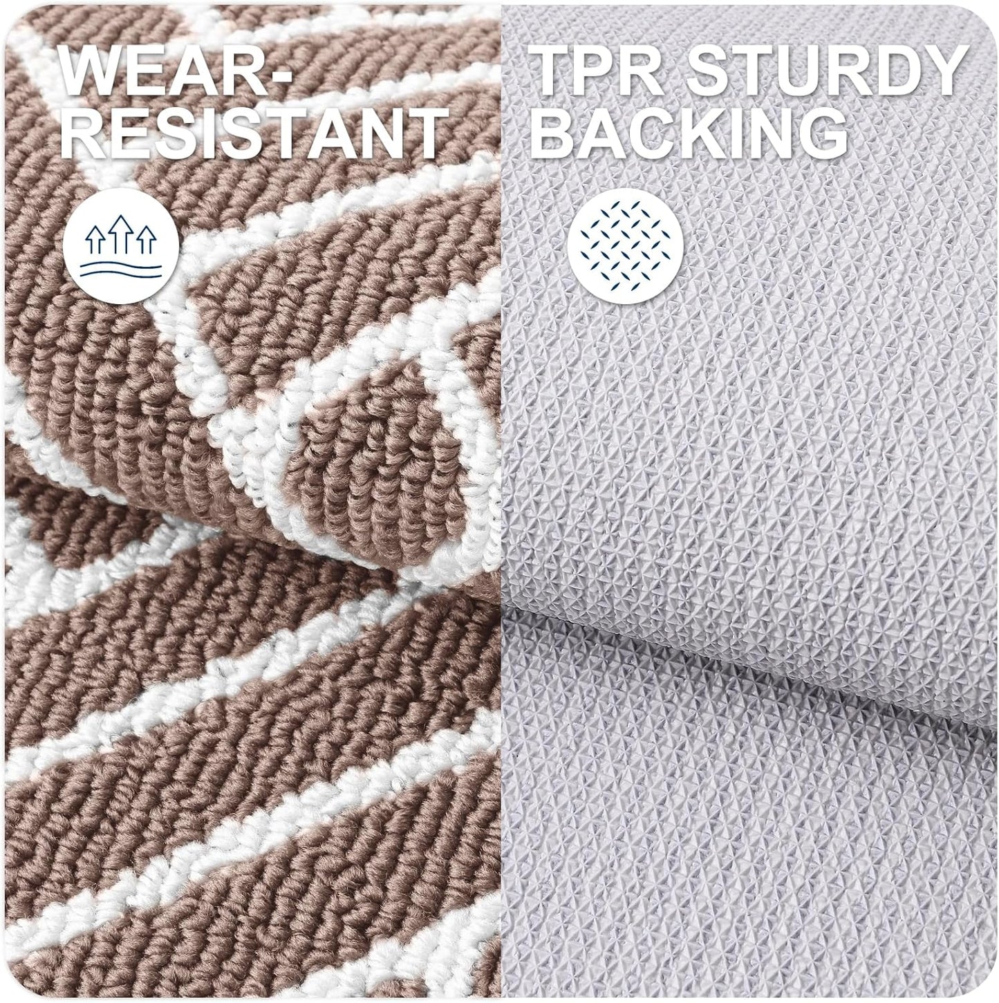 OLANLY Indoor Door Mat, 32x20 Inch, Dirt Resistant and Absorbent, Non-Slip Rubber Backing Floor Mats, Easy Clean Low-Profile Doormat for Entryway, Front Door, and Inside Entrance, Brown