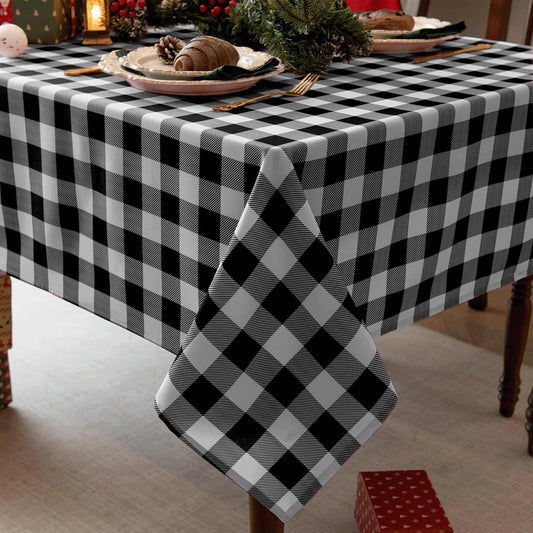 Waterproof Plaid Tablecloth Fabric - Oblong 52x70 Inch Classic Buffalo Tartan Table Cloth for Indoor/Outdoor Use - Washable Table Cover for Dinner, BBQs, and Parties