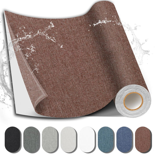 Fabric Repair Patch, 17X79 Inch Fabric Large Repair Tape, Self-Adhesive Patches for Furniture, Sofa, Car Interior, Shoes, Hand Bag, Clothing (Brown, 17X79 Inch)