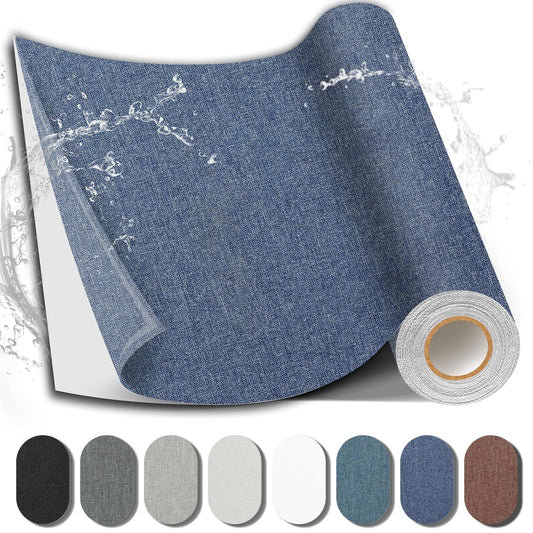 Fabric Repair Patch, 17X79 Inch Fabric Large Repair Tape, Self-Adhesive Patches for Furniture, Sofa, Car Interior, Shoes, Hand Bag, Clothing (Dark Blue, 17X79 Inch)