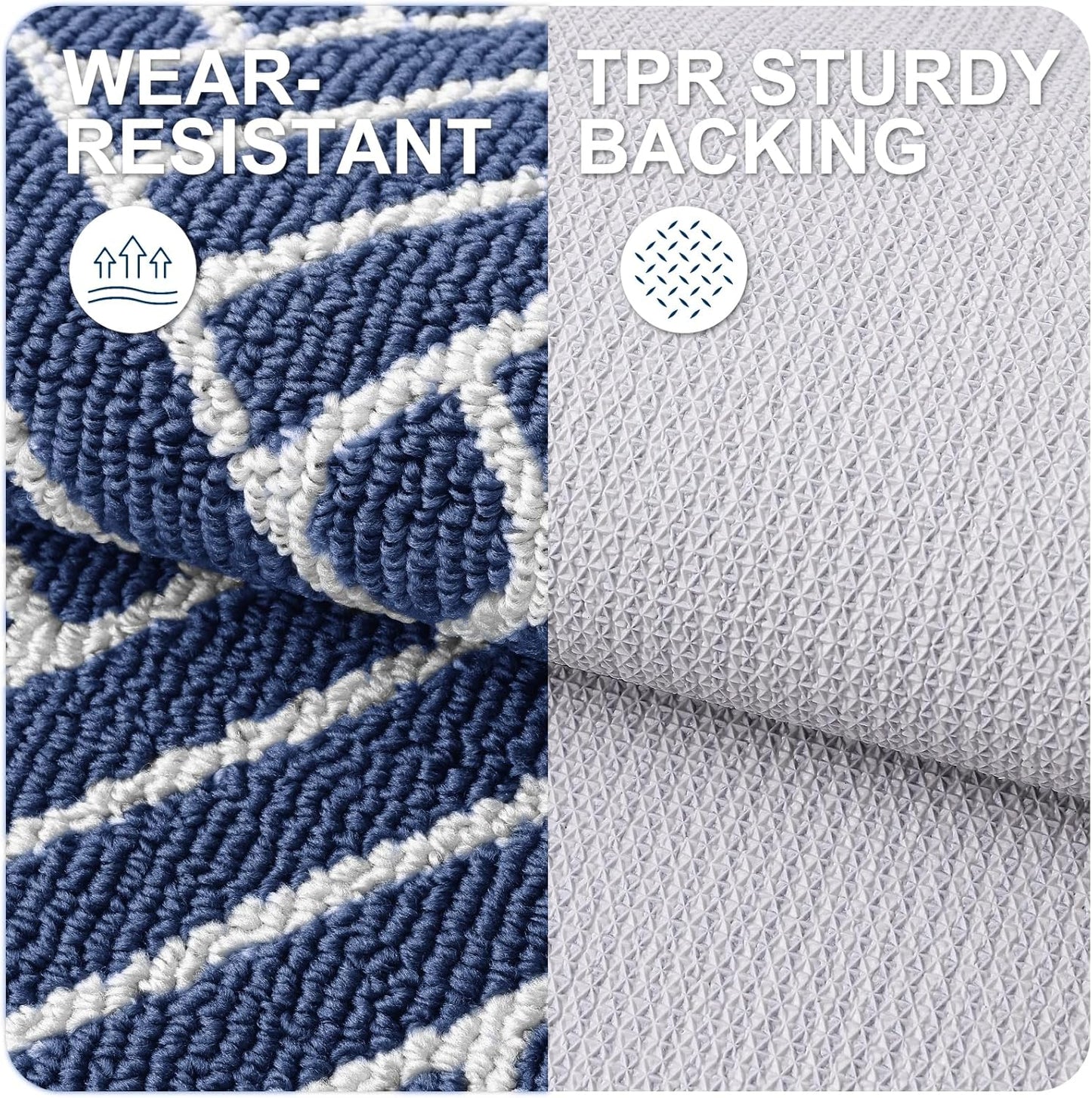 OLANLY Indoor Door Mat, 36x24 Inch, Dirt Resistant and Absorbent, Non-Slip Rubber Backing Floor Mats, Easy Clean Low-Profile Doormat for Entryway, Front Door, and Inside Entrance, Navy