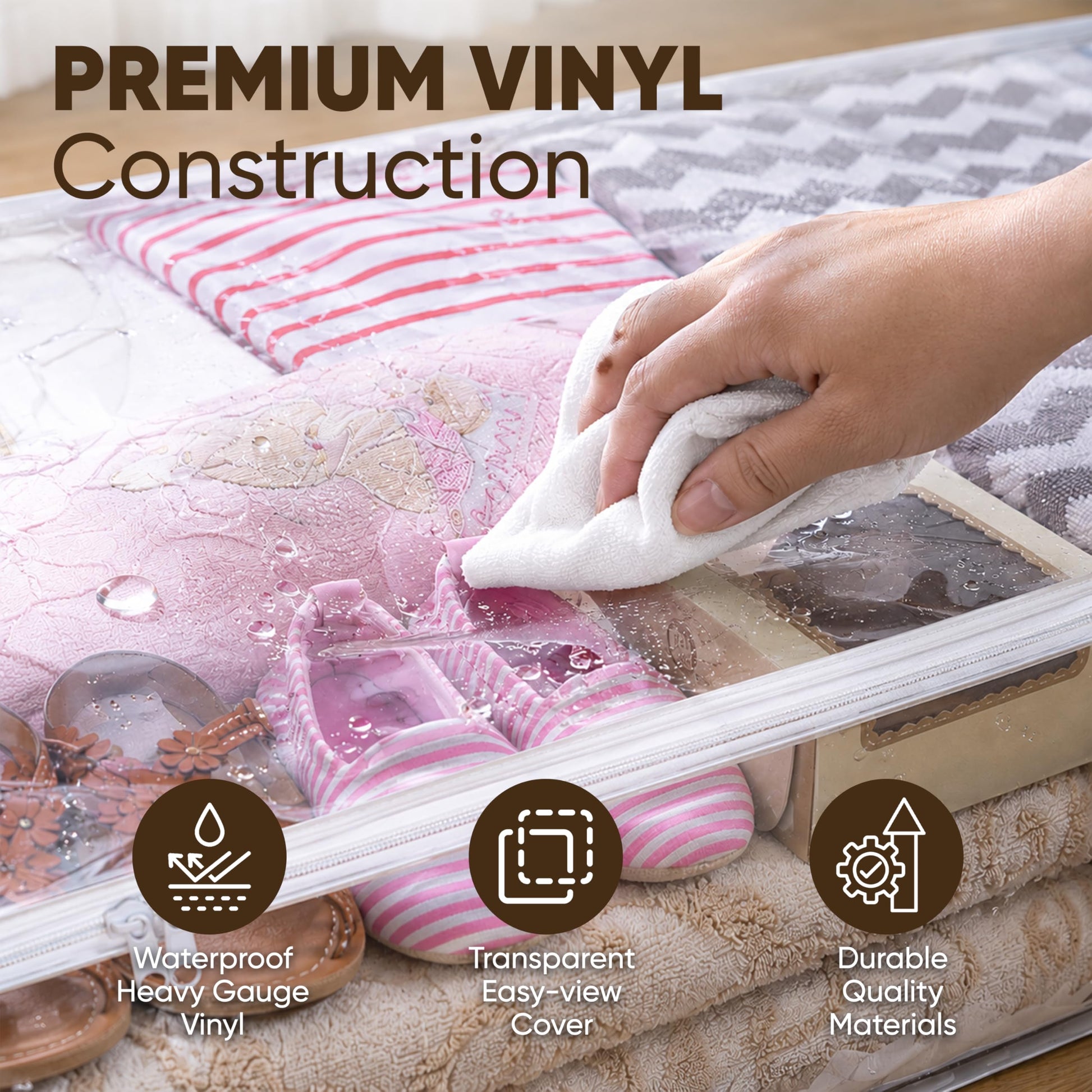 Masirs Clear Underbed Storage Bag, Durable Vinyl Material to Shield Your Contents from Dust, Dirt
