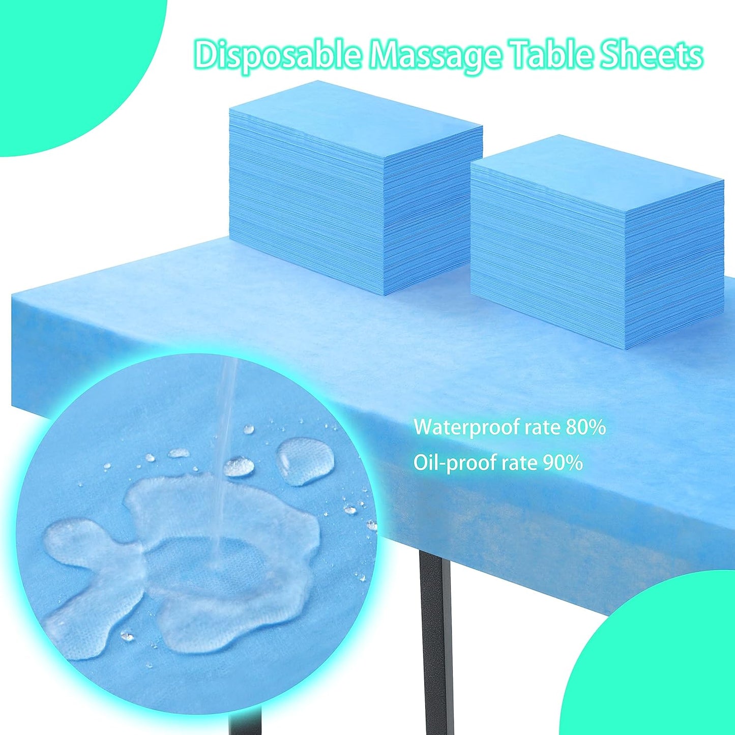 Disposable Bed Sheets for Massage Table 200 Pcs 31" x 71" Waterproof Massage Table Sheets Soft Non Woven Fabric SPA Massage Table Bed Cover Breathable for Beauty Tattoos Waxing Travel (Blue)