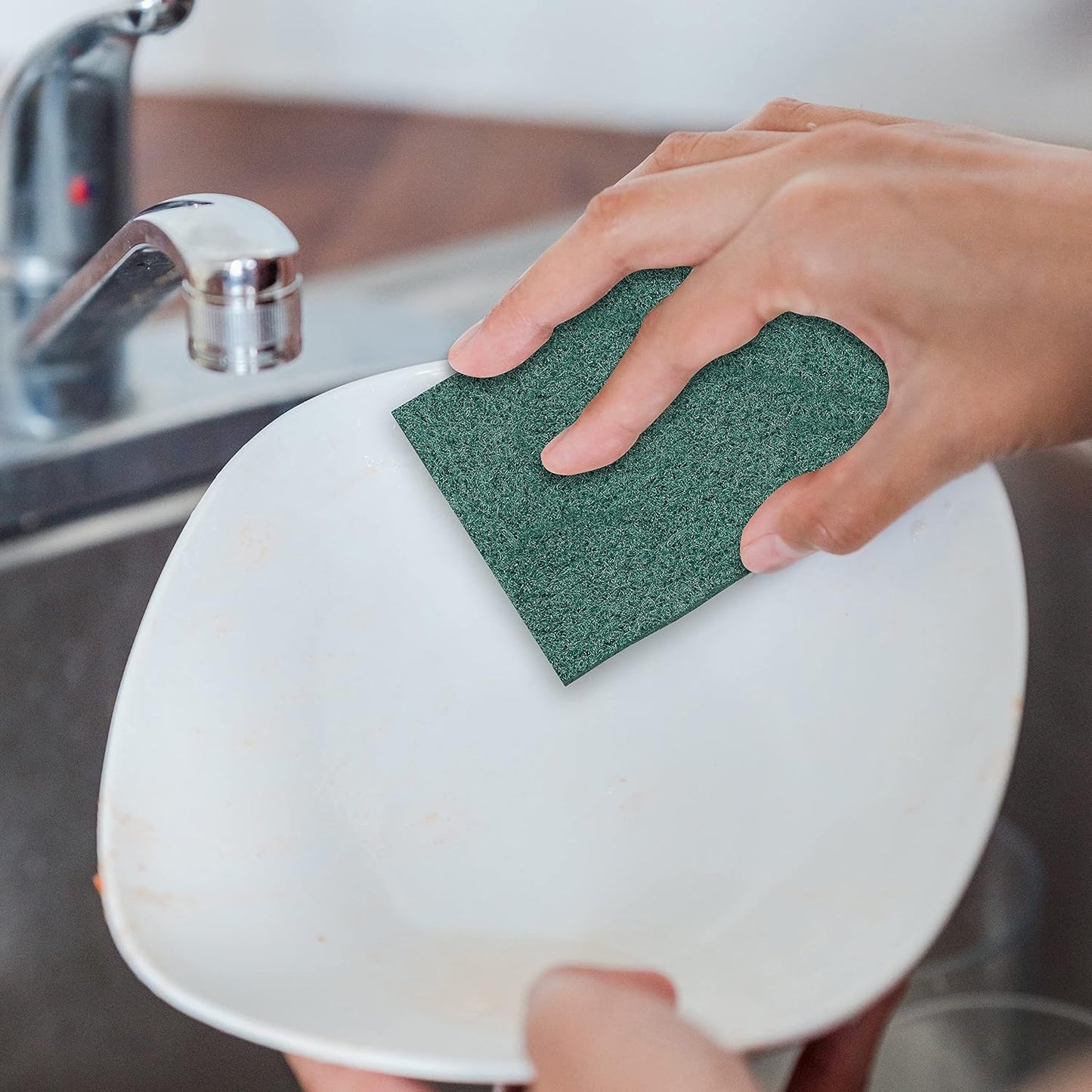 100 Pack Green Scouring Pads 3x4 Inch – Heavy Duty, Non Scratch Scrub Pads Bulk for Kitchen, Dishes, Pots, Pans, Grill & Household Cleaning – Reusable Multipurpose Scrubber Pads