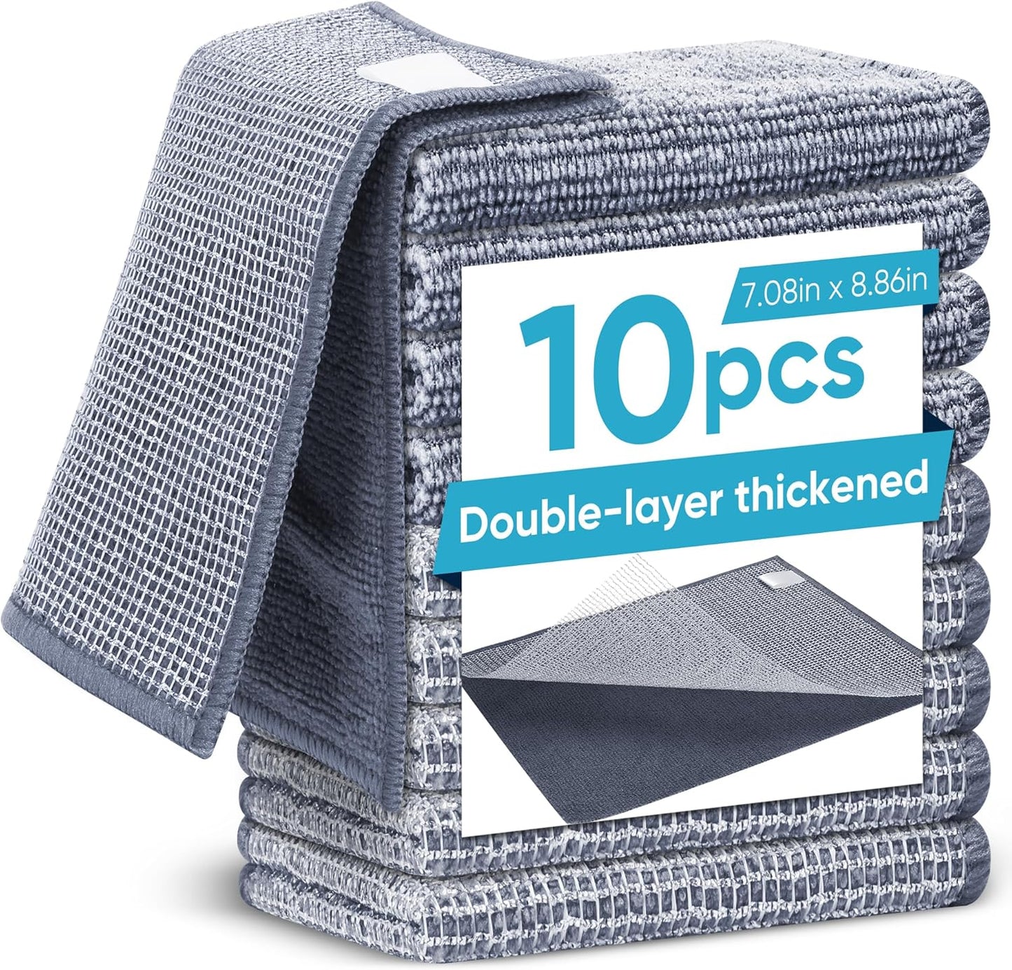 10Pcs New Upgrade 2-Layer Non Scratch Wire Dishcloth,Wire Dishwashing Rag, Non-Scratch Wire Dishwashing Rags for Wet and Dry, Kitchen Cleaning Dish Rags for Cookware,Sinks, Dishes,Stove