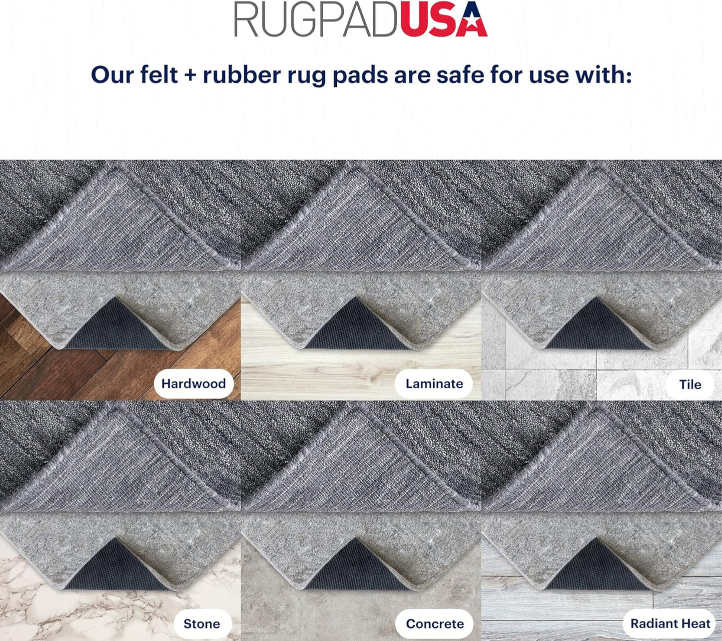 RUGPADUSA - Dual Surface - 6'7" x 9' - 3/8" Thick - Felt + Rubber - Enhanced Non-Slip Rug Pad - Adds Comfort and Protection - for Hard Surface Floors