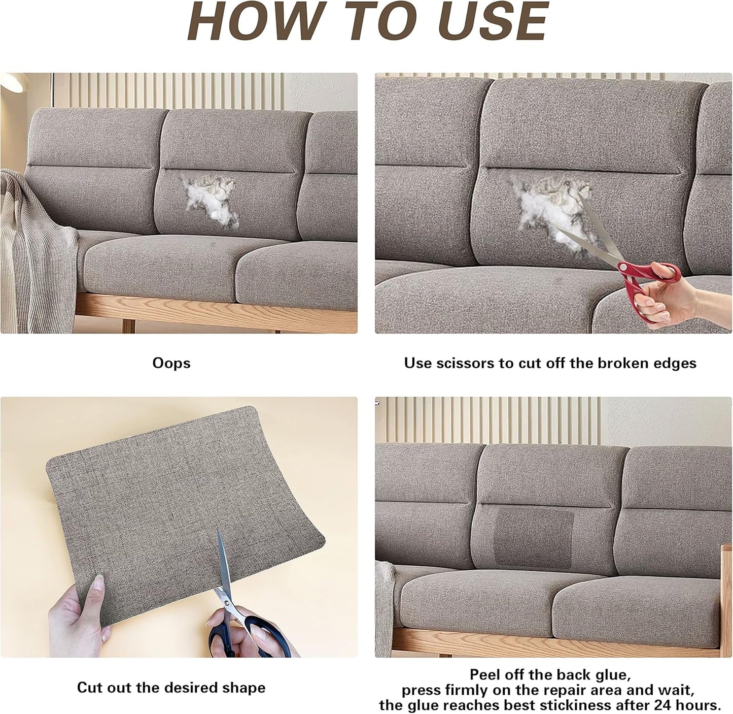 KING MOUNTAIN Fine Linen Repair Patches, Self-Adhesive Linen Fabric Patches, 8X11 inch 2 PCS, Multi Color, Can be Used for Linen Sofa Repair and Linen Clothes Repair(Dark Brown,8" x 11"-2PCS)