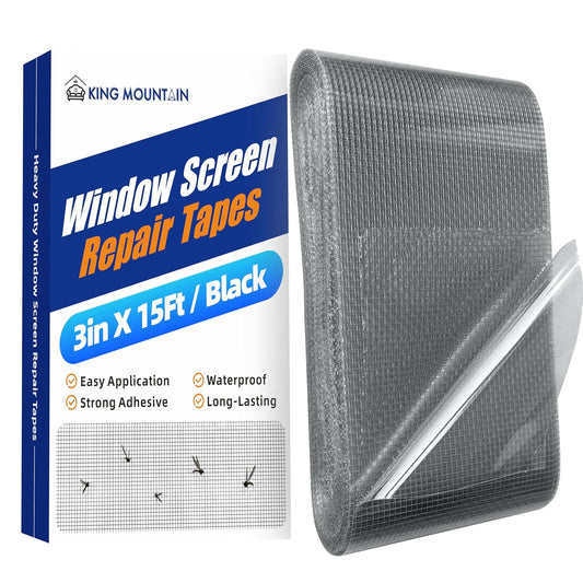 KING MOUNTAIN Black Window Screen Repair Tape,3inX15FT Heavy Duty Screen Repair Kit for Window