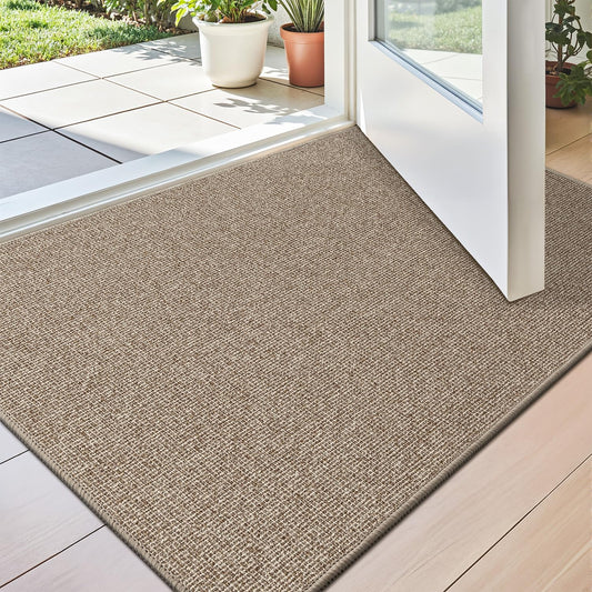 LUMI Indoor Door Mat 32"x47", Ultra Thin Low Profile Non-Slip Doormat for Home Entrance, Absorbent & Stain-Resistant Welcome Mats, Washable Entryway Mat for Front Door, Patio, Porch, Khaki