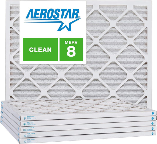 Aerostar 10x24x1 MERV 8, Pleated Air Filter, 10x24x1, Box of 6, Made in the USA