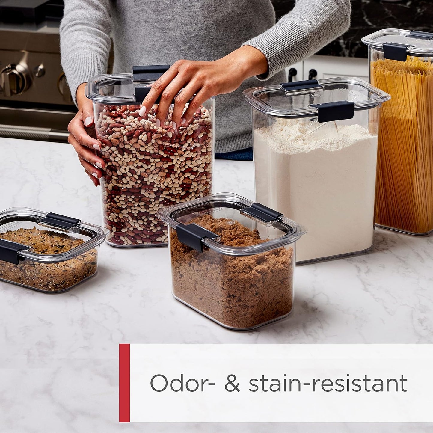 Rubbermaid Brilliance Airtight Food Storage Container | BPA-Free | Dishwasher-Safe | 32oz Capacity | Pack of 2