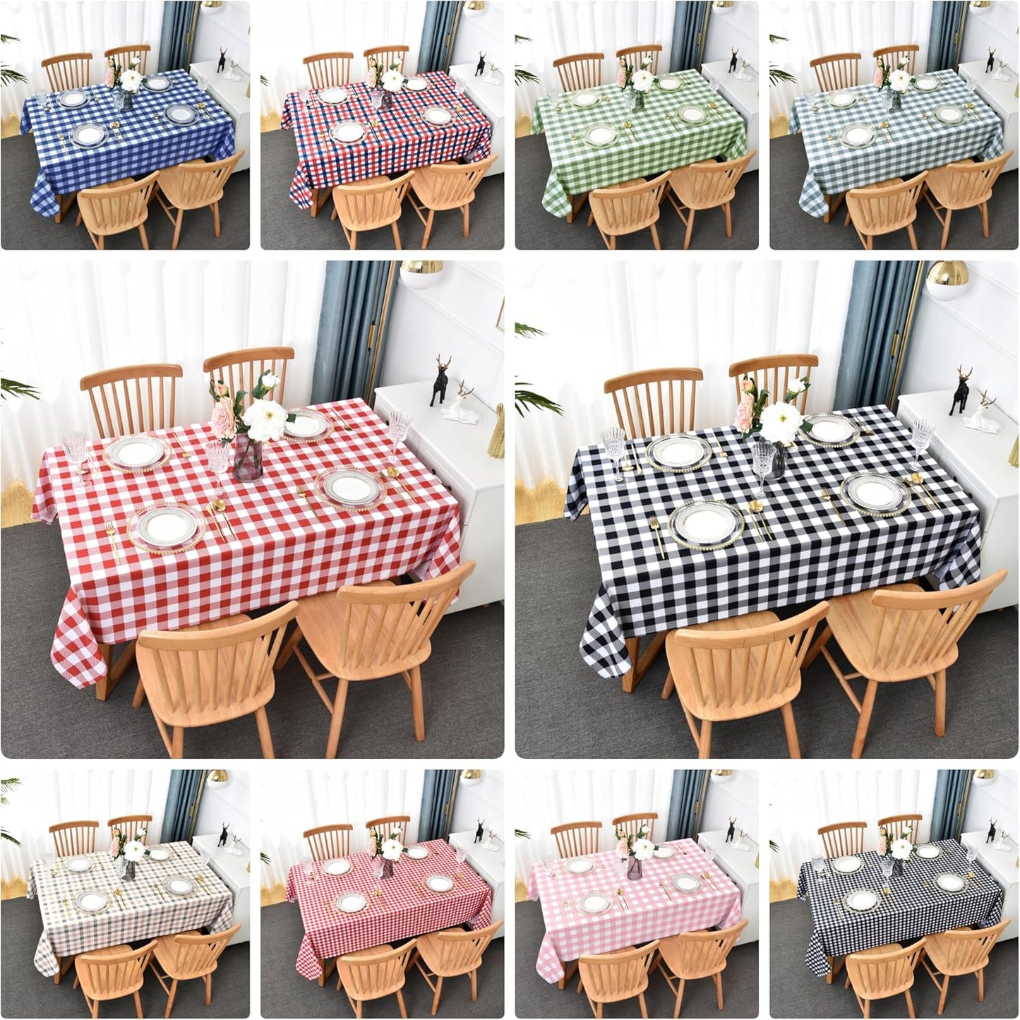 Waterproof Plaid Tablecloth Fabric - Round 25 Inch Classic Gingham Checker Table Cloth for Indoor/Outdoor Use - Buffalo Table Cover for Picnics, BBQs, and Parties