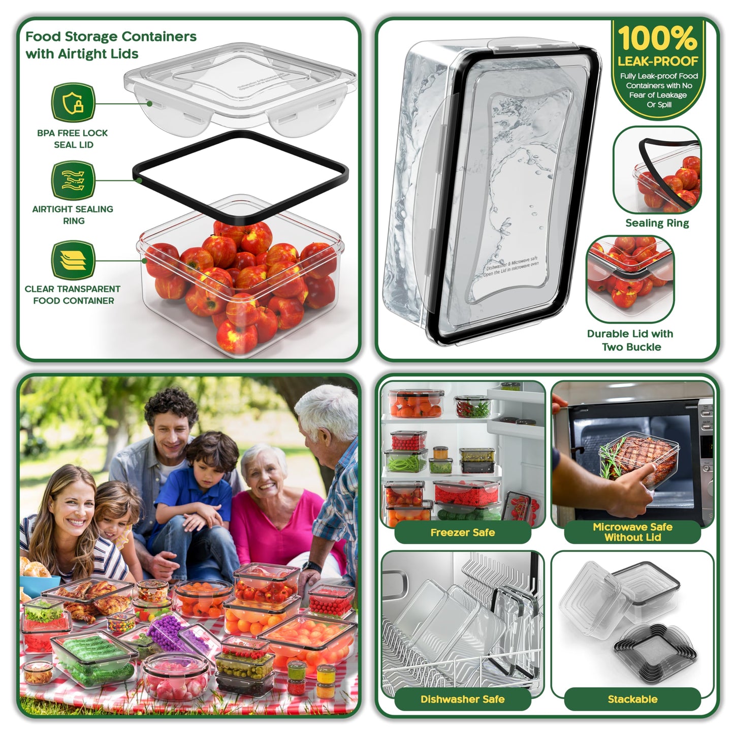 56 PCS Food Storage Containers with Lids Airtight (28 Boxes - 28 Lids)