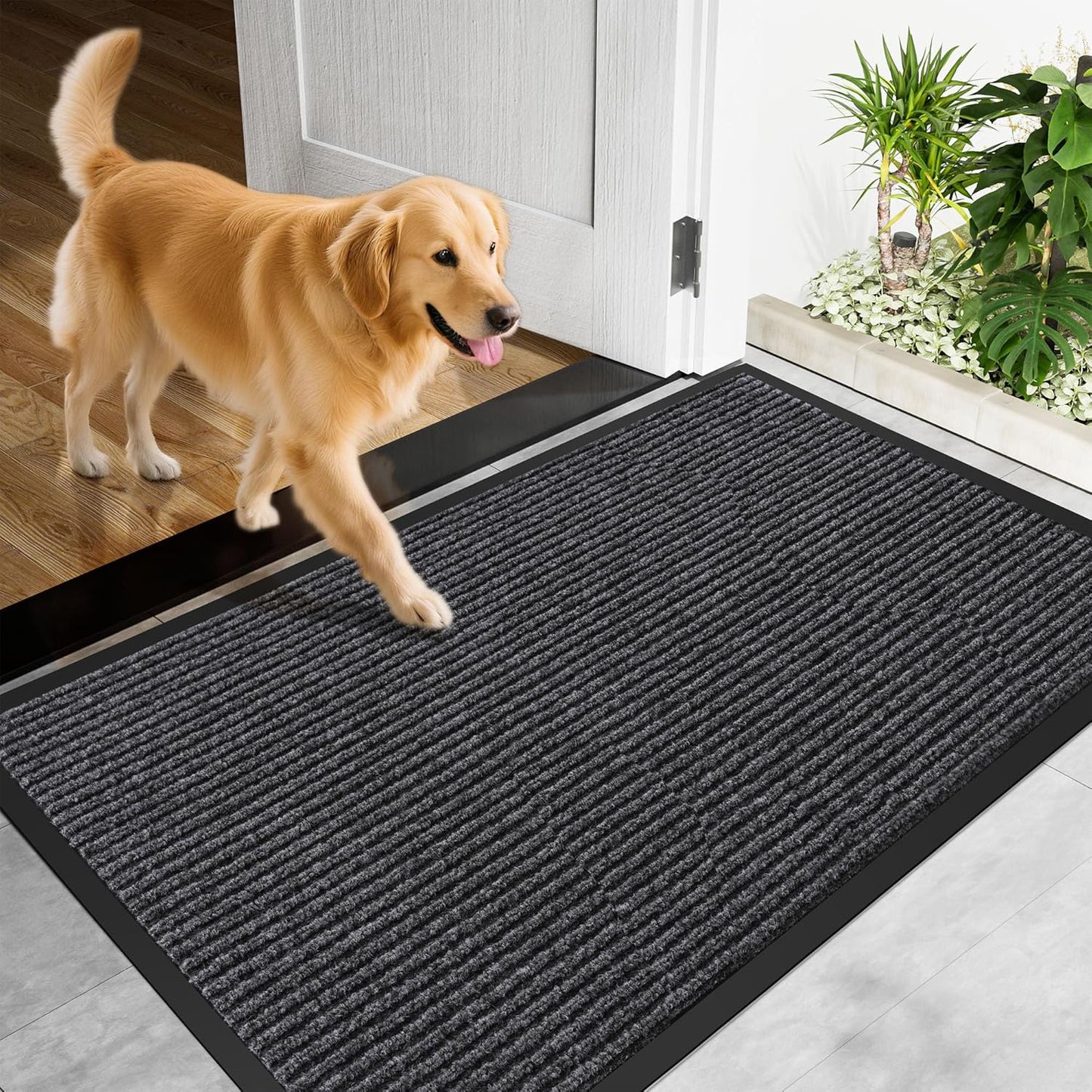 Front Door Mat, 48" x 24" Heavy Duty Indoor Outdoor Doormat, Non-Slip Welcome Mats for Entryway, Rubber Backing Low Profile Commercial Door Mats