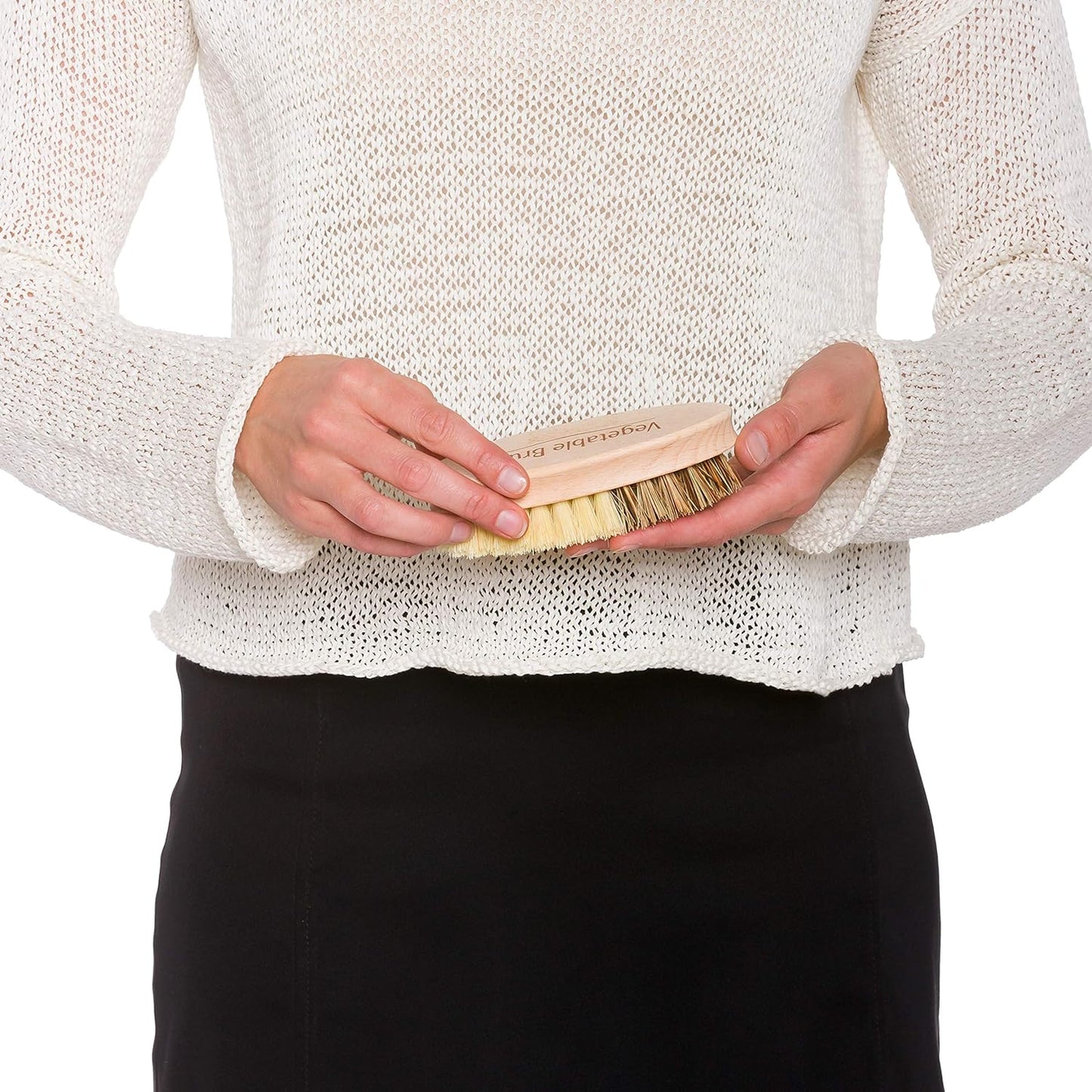 REDECKER Hard and Soft Side Vegetable Brush, Set of 2, Beechwood Handle, 2 Different Bristle Strengths for Cleaning Delicate Vegetables, 5-1/4-inches - Wooden Vegetable Brush, Made in Germany