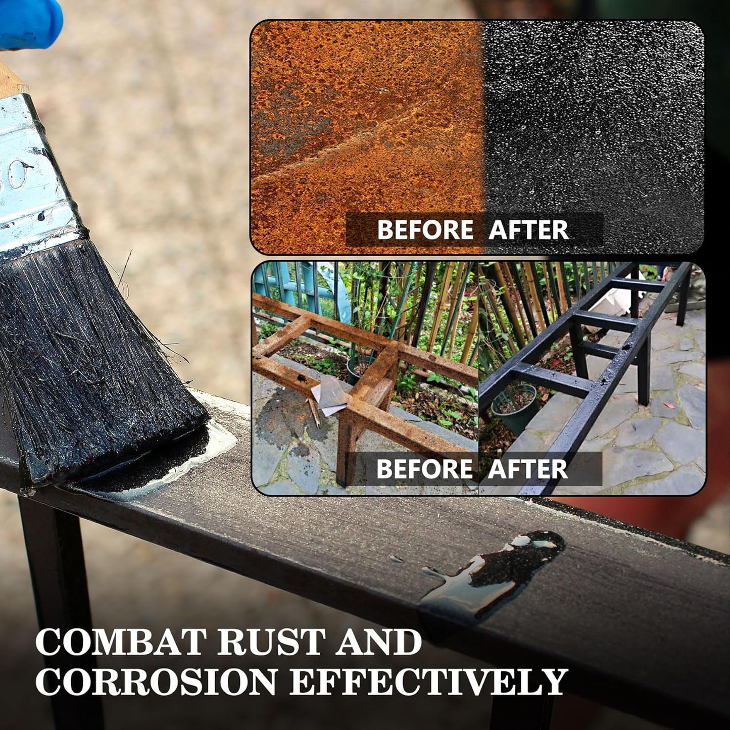 Rust Converter for Metal - Black Metal Primer and Rust Remover, Reformer ＆ Encapsulator, Long-lasting Anti-Rust Effect, Inhibitor Paint for Cars and Various Surfaces - 64 fl. oz