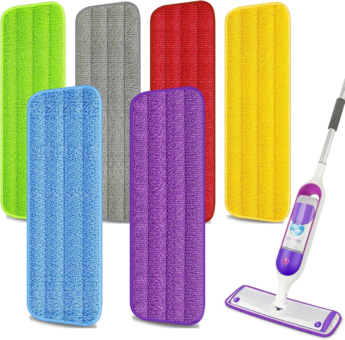 EXEGO 6 Count Reusable Microfiber Mop Pads for Swiffer PowerMop - Power Mop Pads Refills for 13 ''-15 '' Spray Mop, Hard Wood Floor Mop Pads Refills Machine Washable for Multi-Surface Floor Cleaning