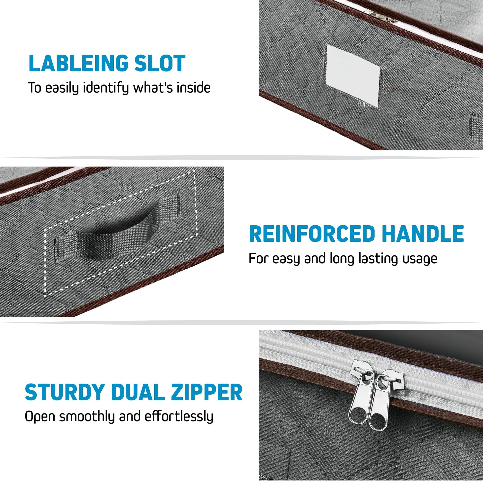 ZOBER Under Bed Storage Bags, Underbed Storage Containers, Gray, 90L 4-Pack