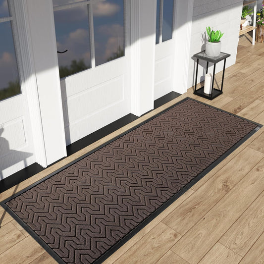 Yimobra 72x24 Indoor Outdoor Runner Rug, Heavy-Duty Waterproof Entrance Mat for High Traffic Areas, Commercial Grade Welcome Door Mat, Easy Clean, Brown