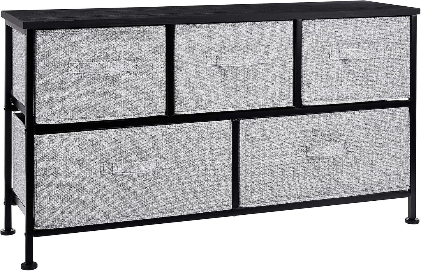 Amazon Basics Extra Wide Fabric 5-Drawer Storage Organizer Unit for Closet, Black