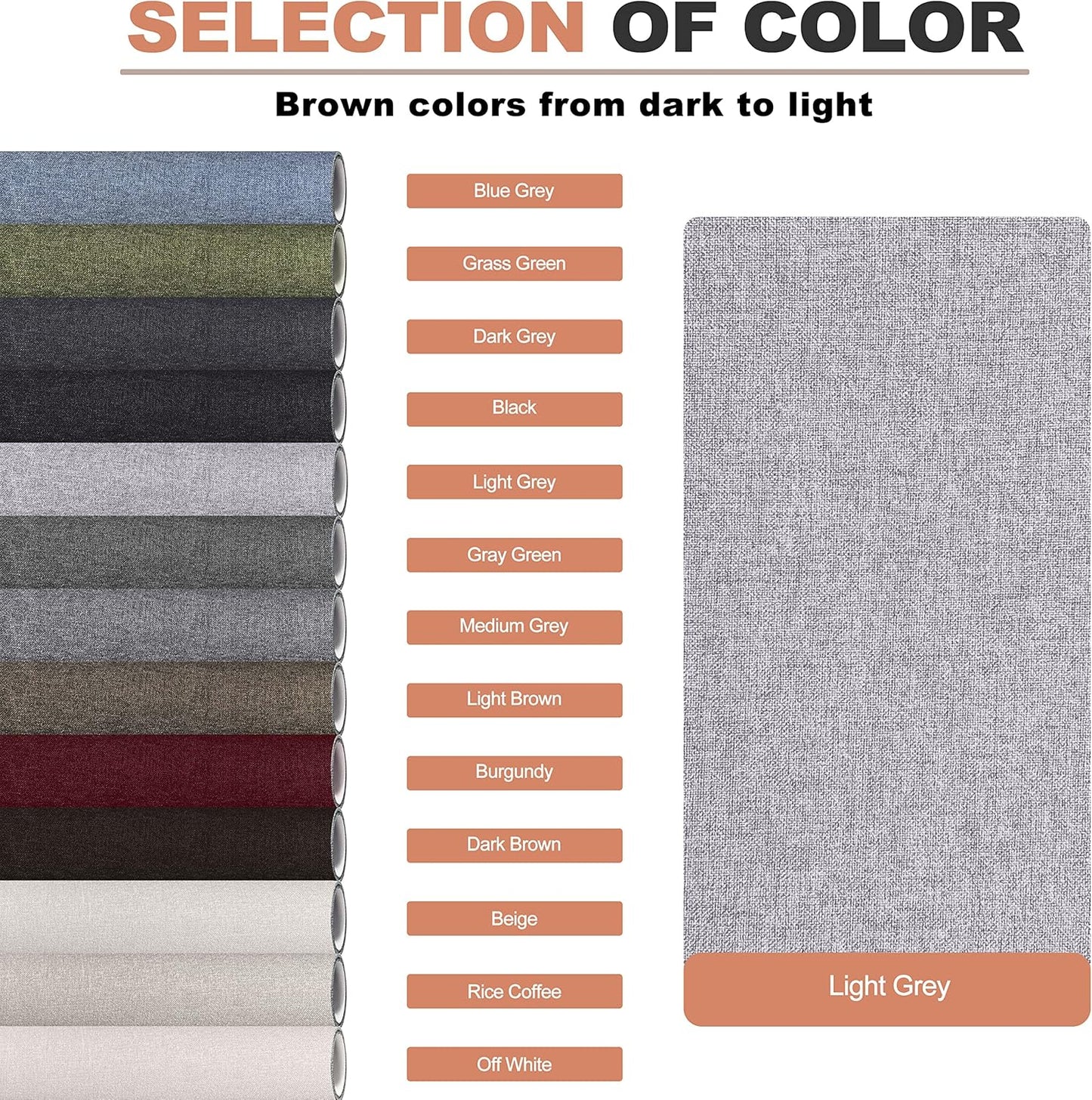 KING MOUNTAIN Fine Linen Repair Patches, Self-Adhesive Linen Fabric Patches, 12X40 inch Extra Size, Multi Color, Can be Used for Linen Sofa Repair and Linen Clothes Repair (12" x 40", Light Grey 3.0)